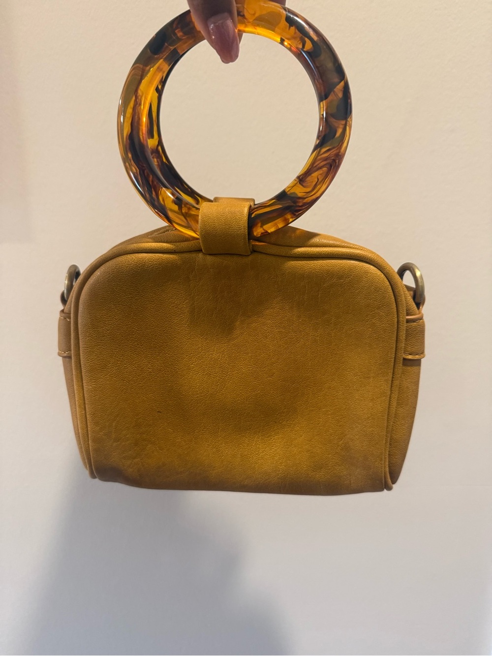 Anthropologie Mustard Yellow Mini Wristlet with Tortoiseshell Ring
